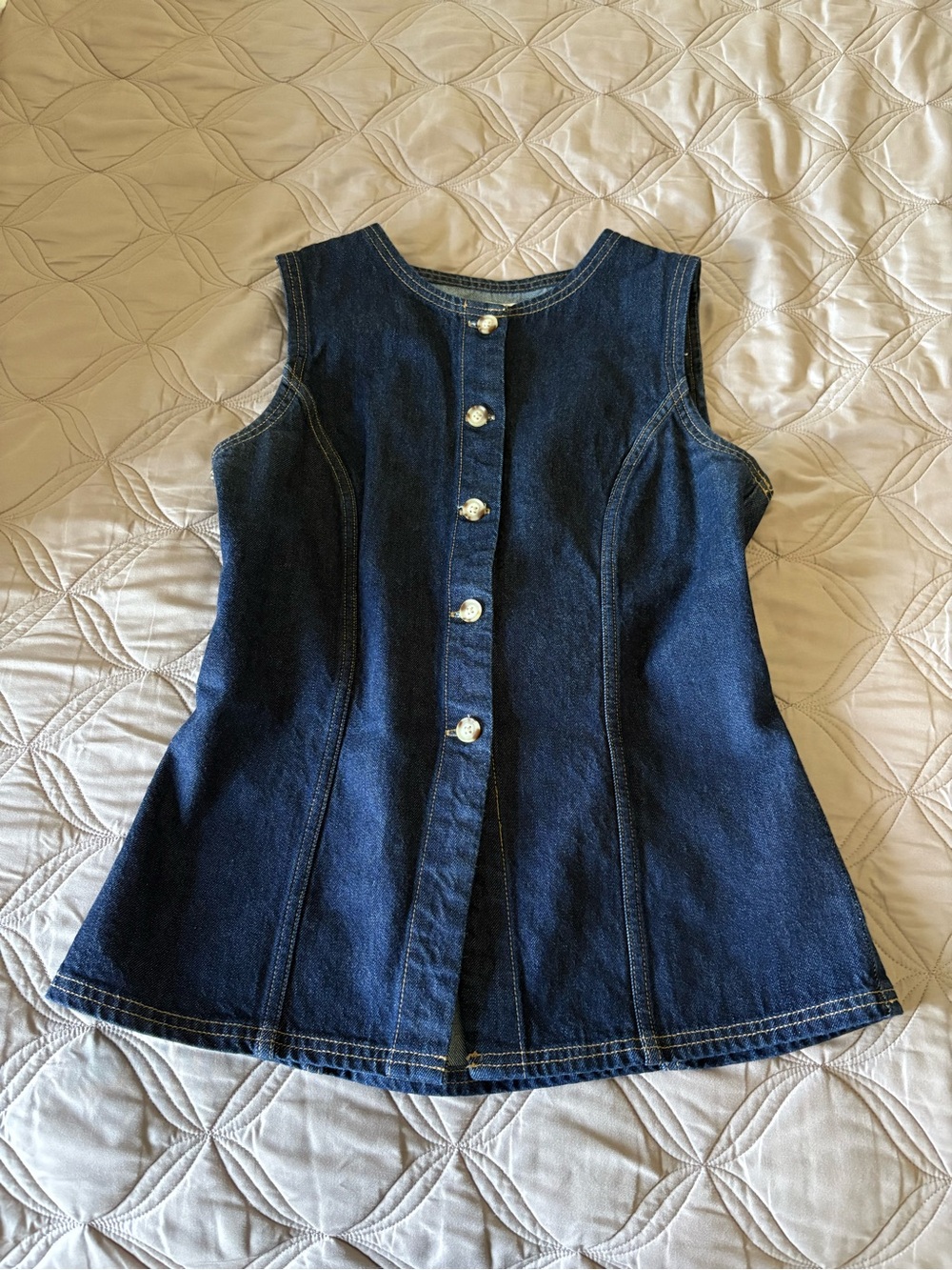 Abercrombie & Fitch Dark Blue Denim Button-Front Tank